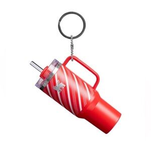 ❤️ NWT! RED STRIPES Mini Stanley keychain, ornament or charm. 🔥 Viral hot item!